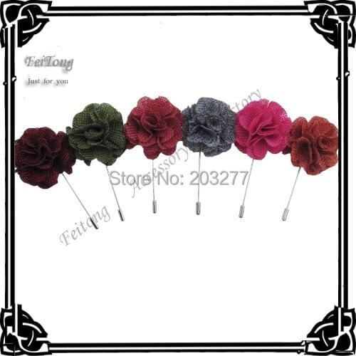 Free shipping!newest 24PCS/LOT men flax flowers stick pins brooch pin lapel pins 6color for your choice