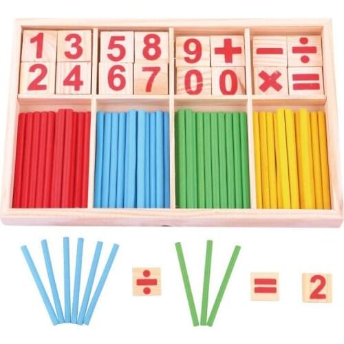 Wooden Count Bar Sticks Digital Learning Box Kids Mathematics Calculation Arithmetic Game Children Educational Toys Tool