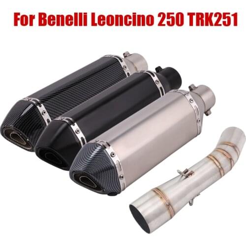 For Benelli Leoncino 250 TRK251 Exhaust System Middle Mid Pipe Escape Connect Link Tube With 51mm Muffler Tips Silencer Slip On