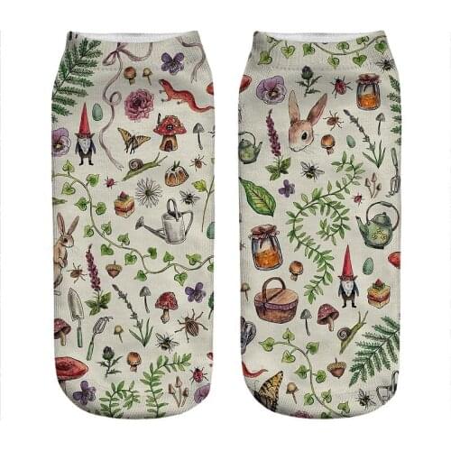 Womens socks kawaii light green cottagecore Printed Socks Woman harajuku Happy Funny Novelty cute girl gift Socks for women