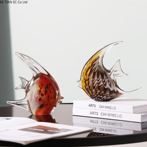 European Crystal Glass Fish Sculpture Crafts Creative Living Room Office Couple Animal Ornaments Home Decoration Wedding Gifts
