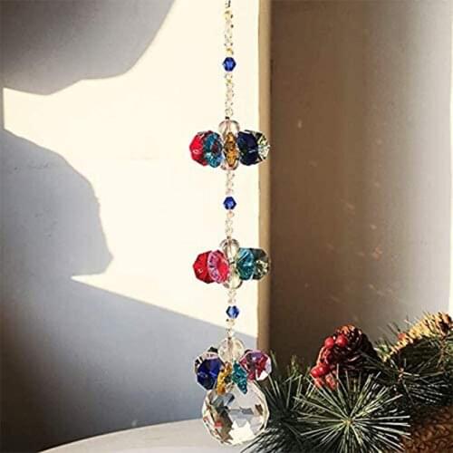 H&D Crystal Hanging Ornaments Crystal Suncatcher Window Pendant Fengshui Rainbow Maker Chandelier Ball Prism Home Decor (Multi)
