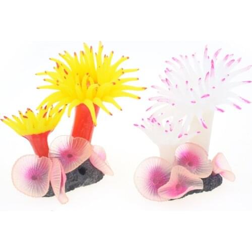 Fish Tank Landscaping Yellow White Flower Sofa Simulate Coral Imitate Fake Tree Silicone Decoration Aquarium Decorative Supplies