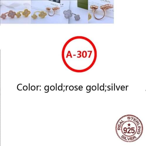 A307 S925 ring personality fashion classic four-leaf clover clover shape temperament couple ladies jewelry new hot