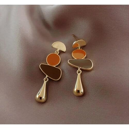 Korean Cute Black Water Drop Crystal Geometric Earrings for Women 2021 New Trend Fashion Jewelry Earrings for Women Wholesale