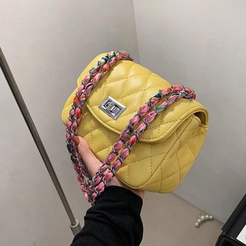 Candy Color Leather Crossbody Bags For Women 2021 Travel Handbag Fashion Simple Lattice Shoulder Messenger Bag Ladies 5 colour