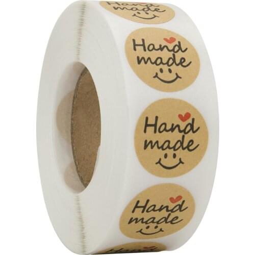 500Pcs Round Kraft Handmade With Love Thank You Stickers Adhesive Label Seals Scrapbook DIY For Baking Party Wedding Decor Gifts