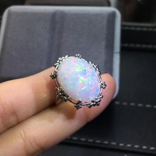 The Best Gift for Engagement Real Natural High Quality Opal Ring 925 Sterling Silver Classical Opal Ring