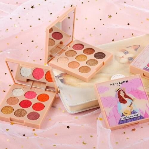 Make-up earth-colored eye shadow disc nine palace mashed potatoes pearl bright light with mirror nine-color eye shadow wholesale