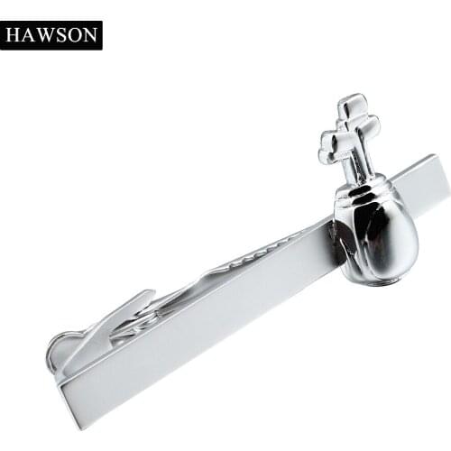 Brushed Tie Bar with Polished Golf Bag Pattern Necktie Pin Clips for Men