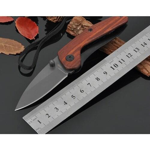 WOODEN HANDLE CUTE Stainless steel fruit knife camping short knife multi-function sharp folding knife