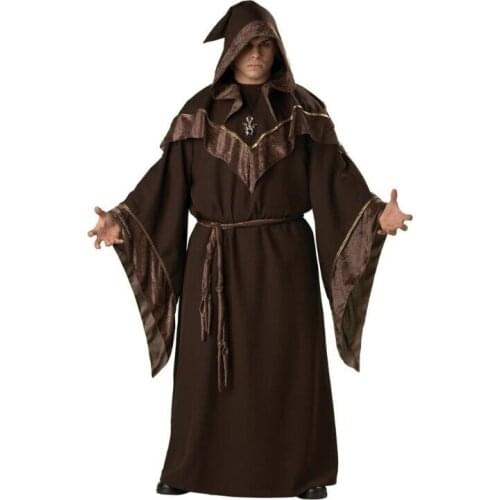 Man Religious Godfather Wizard Costume Goethe Robes Clothes Cosplay Halloween Wizard clothing vampire Death Cloak