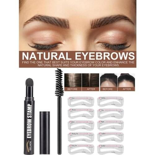 One Step Eyebrow Stamp Shaping Kit Professional Eye Brow Gel Stamp Makeup Kit With 10 Reusable Eyebrow Stencils Eyebrow Brushes