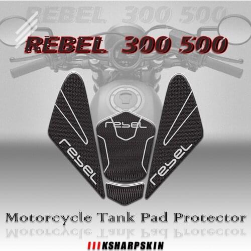 Motorcycle 3D Fuel Tank Sticker Traction Side Pad Gas Fuel Knee Decoration Decal For HONDA Rebel300 Rebel500 Rebel CMX 300 500