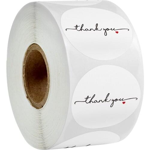 Round Thank You Sticker Seal Labels 500 Pcs/roll White Stationery Stickers For Mailing Supplies Packaging Decoration Stickers