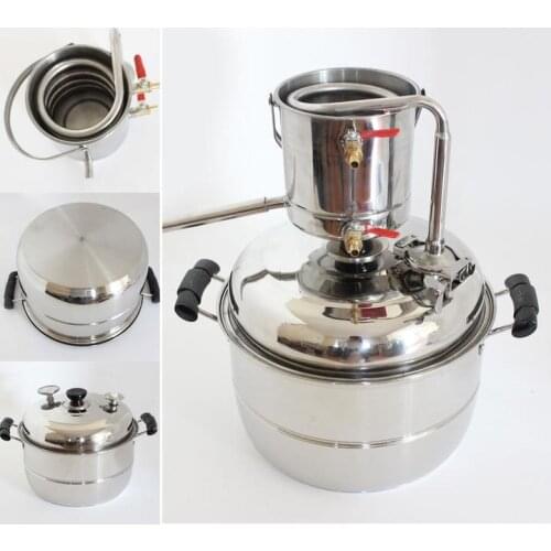 New 10L Litres 3Gal Stainless Home Moonshine Still Water Distiller Vodka Grape Wine Making Essential Oil Pure Dew Brew Kit