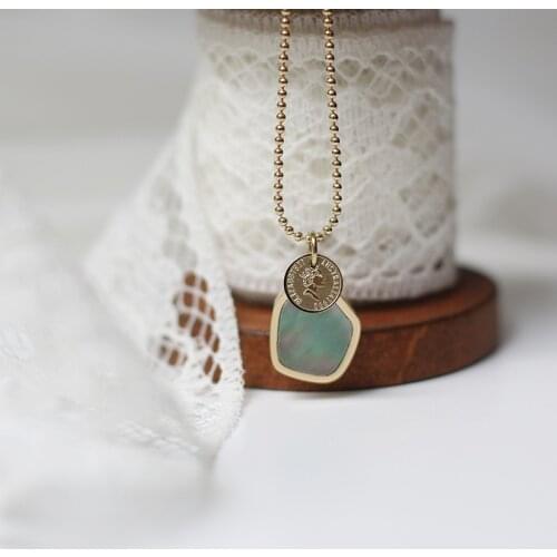 RHYSONG Irregular Geometry Shell Pendant Necklace Titanium Steel Gold Plated Clavicle Chain For Women Girl Party Vintage Fashion