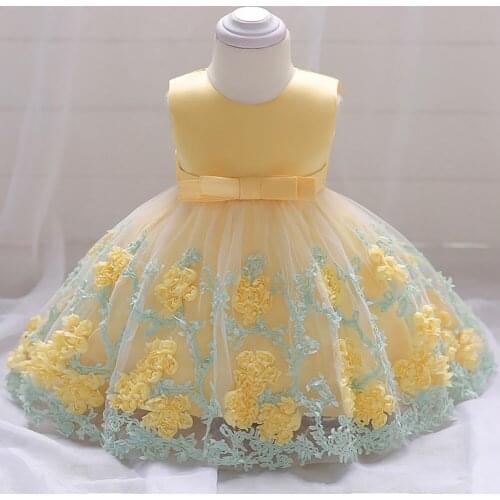 Baby Girls Dress Newborn Flower Embroidery Princess Dresses For Baby First 1st Year Birthday Party Dress Carnival Costume