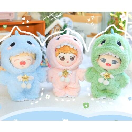 Plush Hat Dinosaur Suit Green Pink Blue Costume Doll Clothes For Star Idol 15cm 10cm Doll Clothing Cosplay C OM