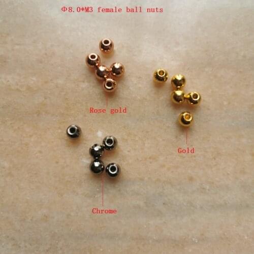 Diameter 8.0mm X M3 thread Chrome/rose gold female ball nuts head hanging board peen hardward lighting accessories