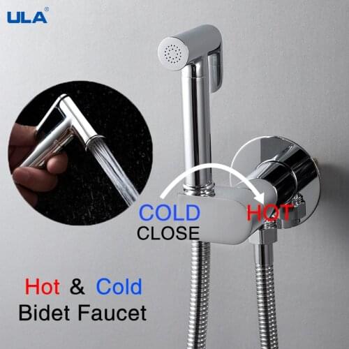 ULA Portable Bidet Sprayer Brass Toilet Bidet faucet Black Hot Cold Water Mixer Tap Bathroom Shattaf Valve Jet Set enema shower