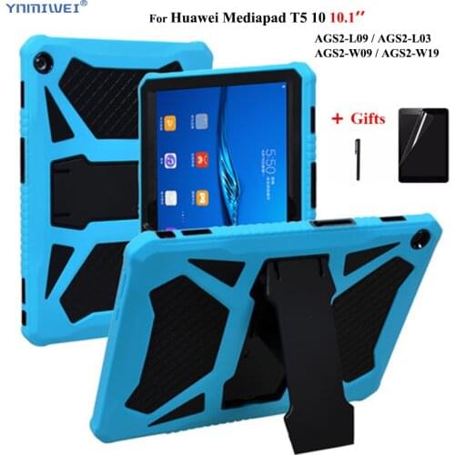 For Huawei MediaPad T5 10 10.1" Heavy Duty Armor Case For Huawei T5 10 AGS2-W09/L09/L03/W19 Shockproof Silicone PC Cover +Films