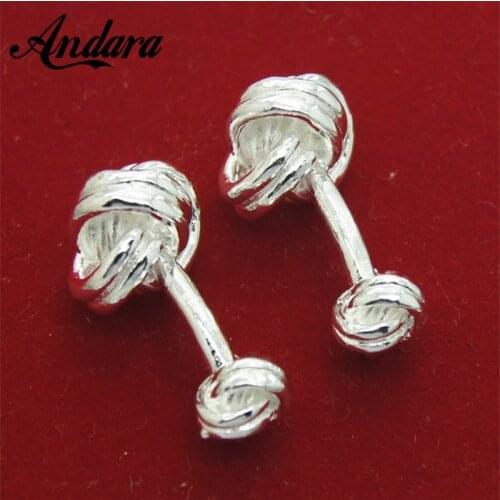Men Gift Tie a Knot Cufflinks Silver Color Round Cufflinks for Women Trendy Jewelry Free Shipping