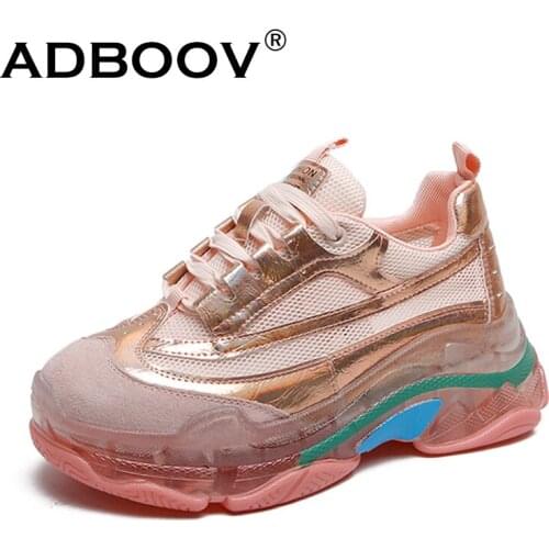 ADBOOV Jelly sole Fashion Women Sneakers Breathable Mesh Casual Chunky Shoes