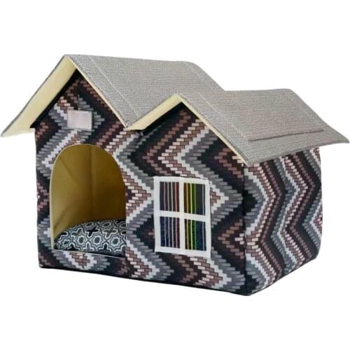 Winter Warm Pet Cat House Foldable Cat Dog Pet Bed Soft Nest Kennel Kitten Bed House Sleeping Bag Waterproof Kitten Pet Shelter