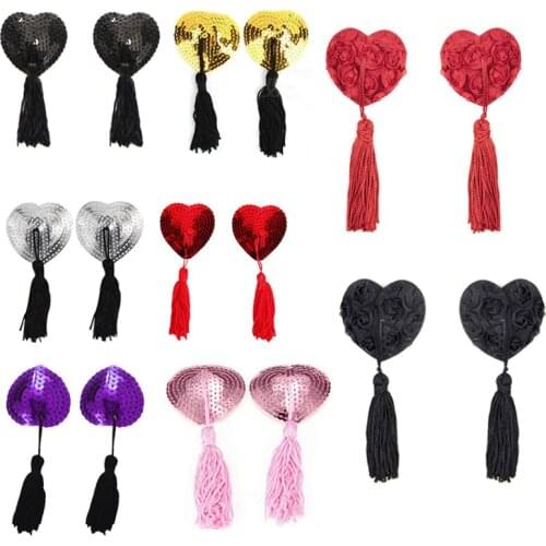 1 Pair Sexy Sex Product Toys Women Lingerie Sequin Tassel Breast Bra Nipple Cover Pasties Stickers Petals Clothing Accessories