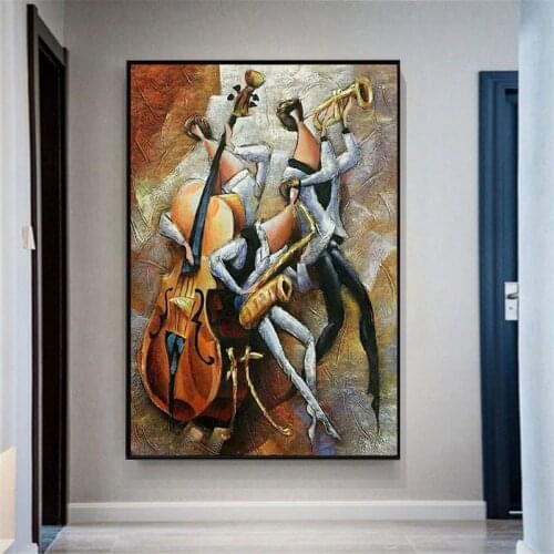 100% Hand Painted Best Art Violin And Lucy Oil Painting Handmade On Canvas Modern Original Directly From Art Living Room Wall