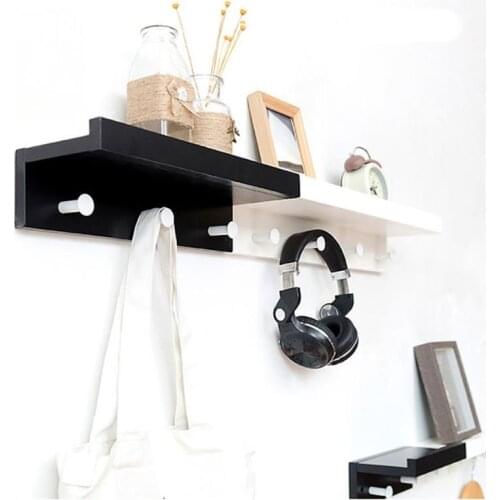 3 Hooks Bamboo Floating Wall-Mounted Rack Coat Hook Rack Towel Hanger Holder European Style Dress Coat Hook Wall Door Hat Hanger