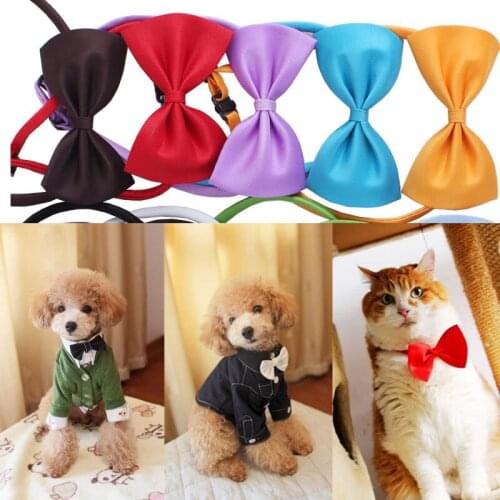 5pcs Cute Cat Dog Bow Tie Necktie Collar Puppy Dogs Necklace Bowtie Adjustable Strap Rabbit Bowknot Safety Buckle Pet Decoration