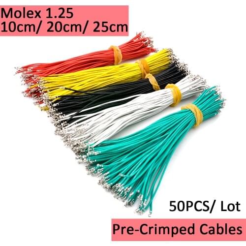 50Pcs/a lot 5 colors Pre-crimped Molex 1.25mm Cables for Pixhawk/PX4/apm2.x GPS Bluetooth Telemetry OSD power module