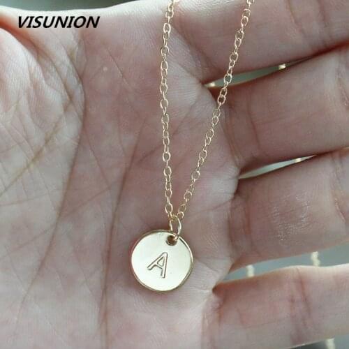 A-Z Gold Silver Color Engraving large Initial Letters Alphabet Personality Charm Big Letter Script Name Pendant Monogram Disc