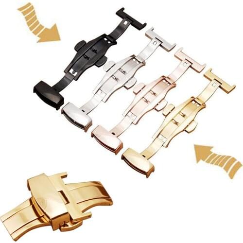 10-24mm Stainless Steel Butterfly Deployment Watch Band Buckle Automatic Double Click Buckle Watch Clasp