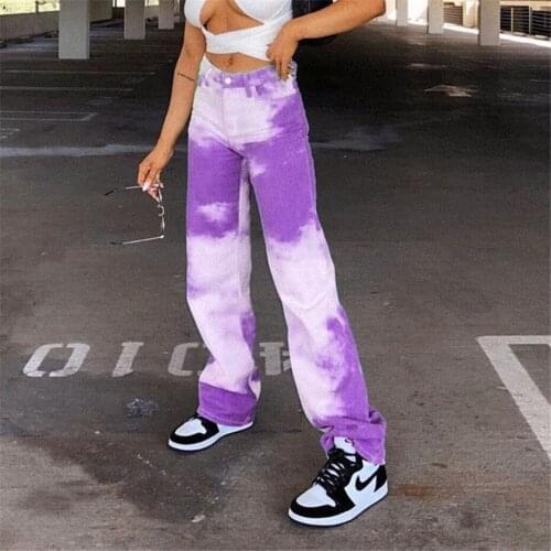 Tie Dye Pants Women Hip Hop Streetwear Pants Sweatpants Joggers Fashion Casual Harajuku Tie-dye Trousers Purple Female HG140