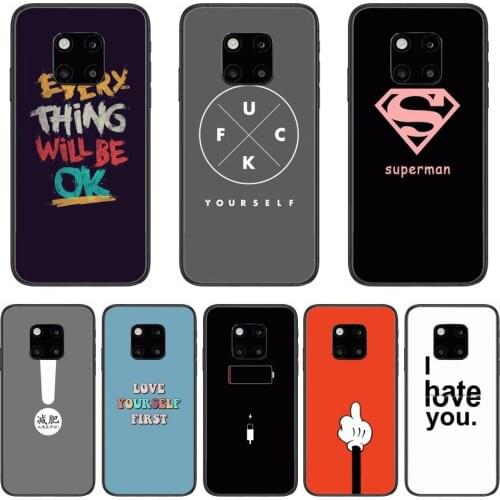 Black silicon Phone Case For Huawei mate 30 10 20 40 Lite Smart Z Pro Black Etui 3D Coque Painting Hoesjes case