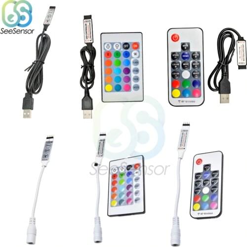 DC 5V 12V Volt RGB USB IR RF Remote Controller USB LED Strip Light 3 17 24 Key Remote Wireless for SDM3528 LED Strips
