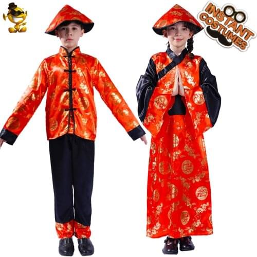 Child Tang Suit Costumes Role Play Girls&Boy Carnival Party Cosplay Purim Costumes for Kids Chinese Traditional Tang Clothes