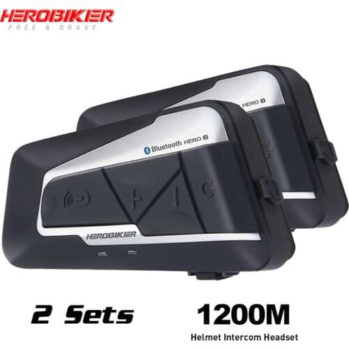 HEROBIKER 1200M Bluetooth Intercom Motorcycle Helmet Interphone Headset Waterproof Wireless Bluetooth Moto Headset Interphone