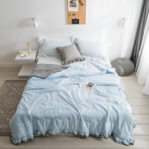 Simple Washing cotton Summer Quilt twin full queen king Blankets Bed Cover Children Adults girls duvet solid blue soft Comforter