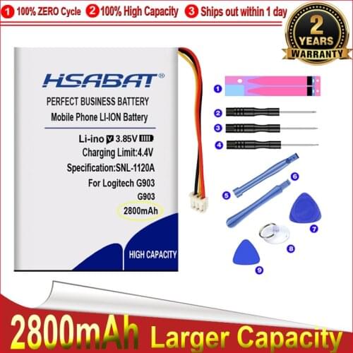 HSABAT 0 Cycle 2800mAh Battery for Logitech G903 High Quality Replacement Accumulator