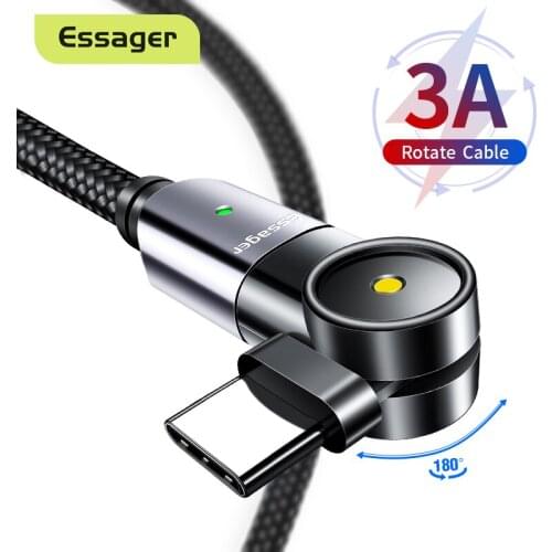 Essager Rotate USB Type C Cable For Samsung Xiaomi mi Fast Charging USB-C USBC Wire Cord Charger Type-C TypeC Mobile Phone Cable