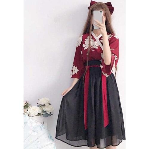 Kimono Floral Japanese Style Kawaii Girls Yukata Summer Top Skirts Outfits Dress for Women Vintage Party Haori Asian Clothes