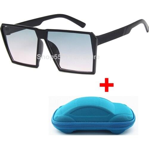 Classic Square Sunglasses Girls Boys Colorful Mirror Children Glasses Concave Shape Personality Anti-UV Street Beat Kid with box