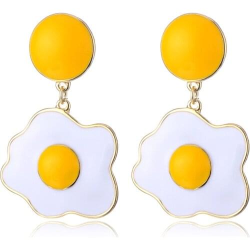 Korean Fashion New Earrings Cute Fried Egg Alloy Earrings Exquisite Poached Egg Female Earrings Hot Sale Wholesale