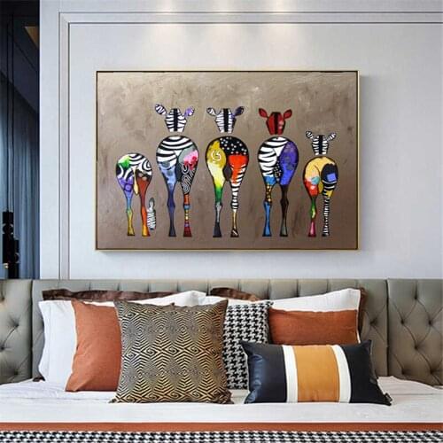 Colorful Abstract Animals Zebra Canvas Painting Art Prints and Posters Cuadros Art Wall Pictures for Living Room Decor