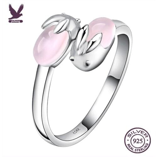 Rabbit New Fashion Open Adjustable Ring For Women Flower Design Crystal Ring Silver Jewelry кольцо Bague Anillo Anello 반지