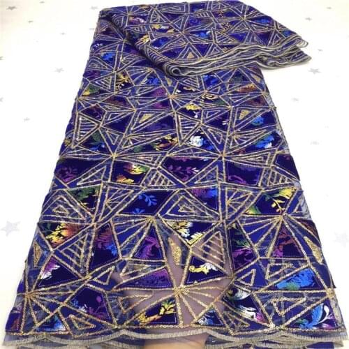 Latest Lace French Nigerian Velvet Lace Fabric African Gold-plated Mesh Sequence Lace Fabric For 2020 High Quality Wedding Dress